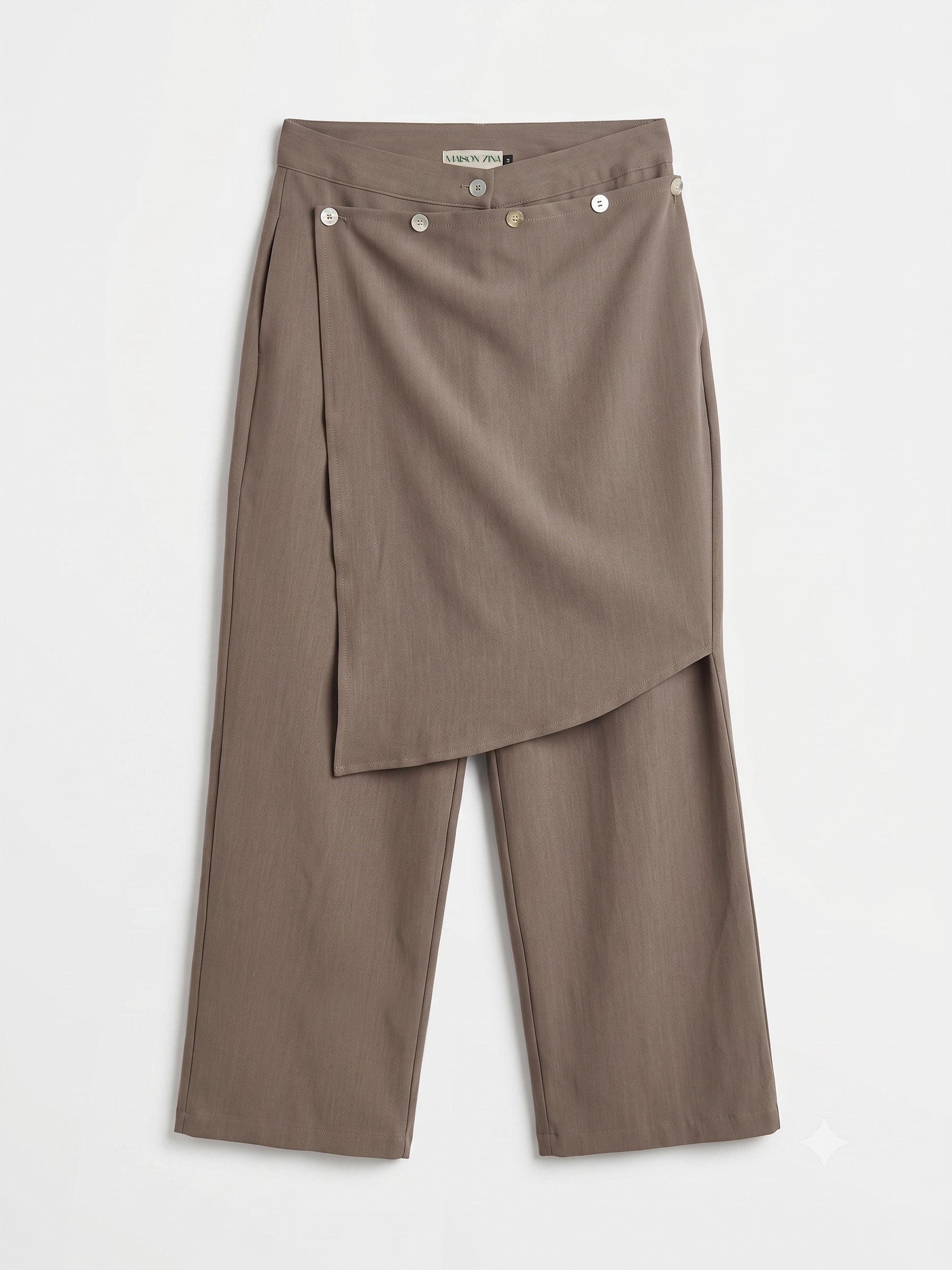 Asymmetric Nutmeg Linen Pants