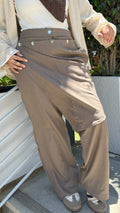 Asymmetric Nutmeg Linen Pants