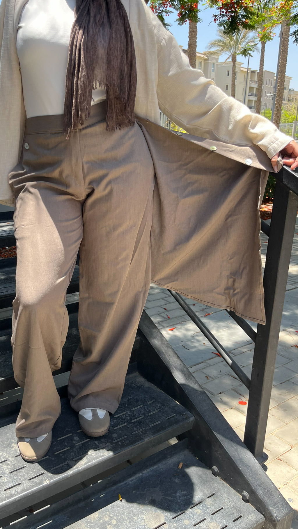 Asymmetric Nutmeg Linen Pants