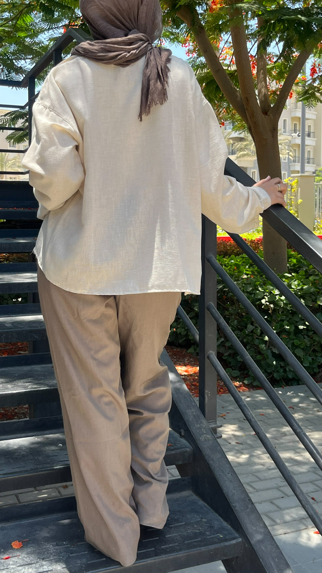 Asymmetric Nutmeg Linen Pants